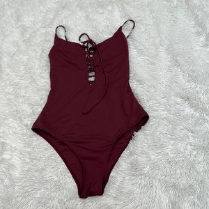😊 Quint Soul Lace Up One Piece Swimsuit